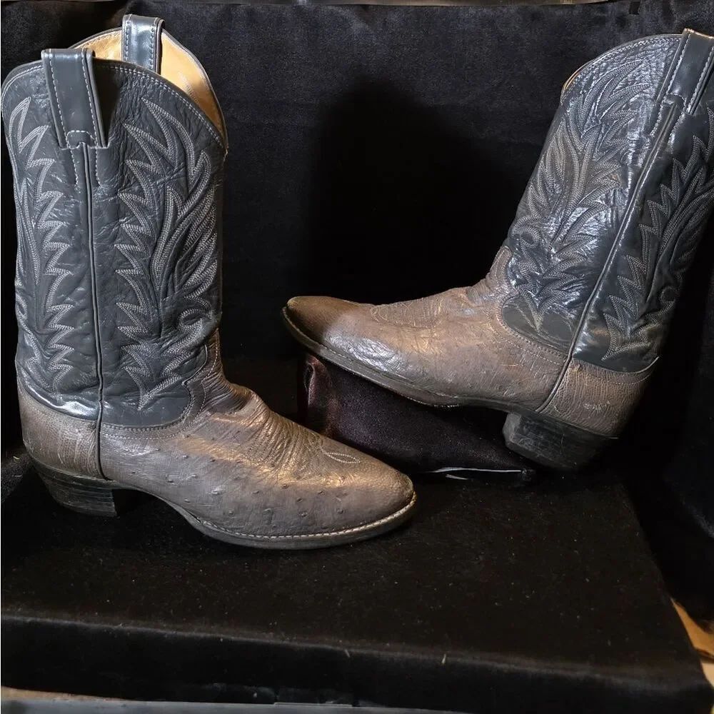 Justin Boots Gray Ostrich Mens 8.5